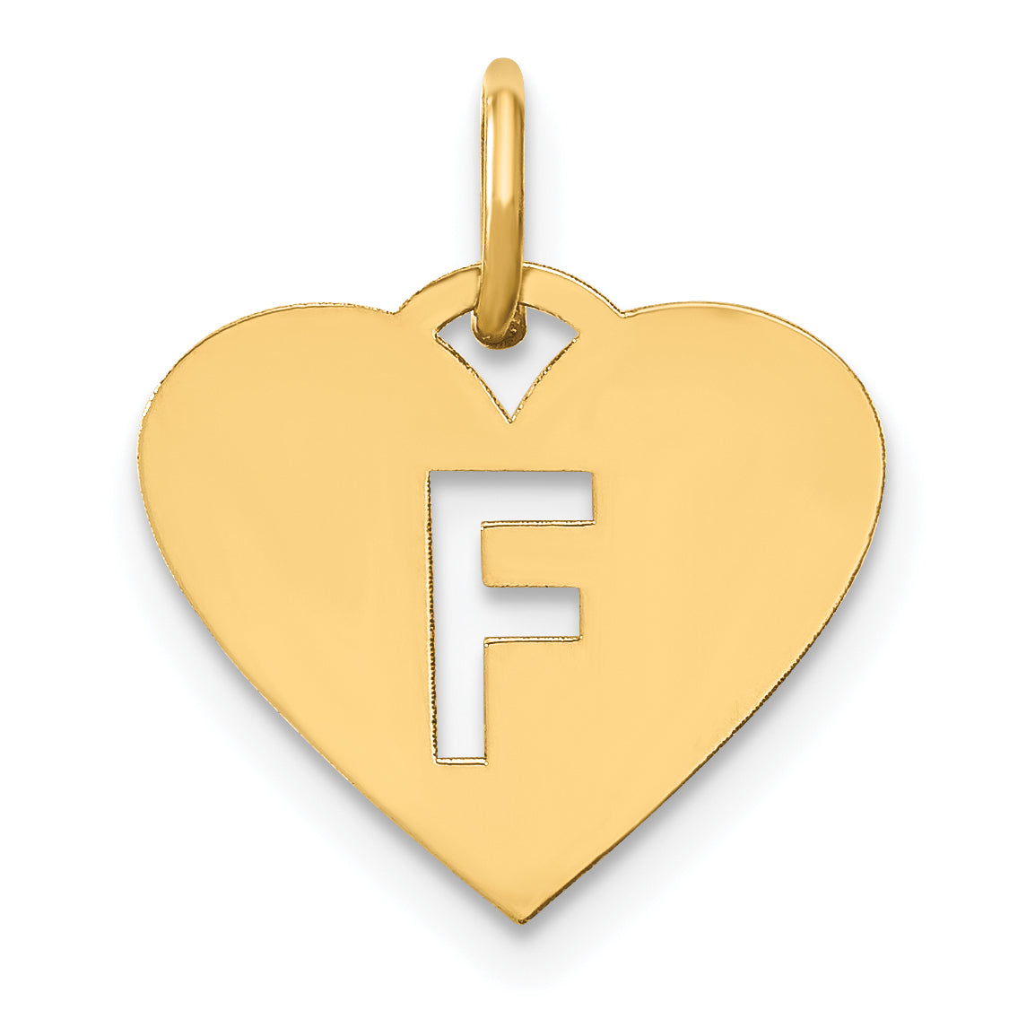 14K Yellow Gold 14Ky Initial Letter F Charm
