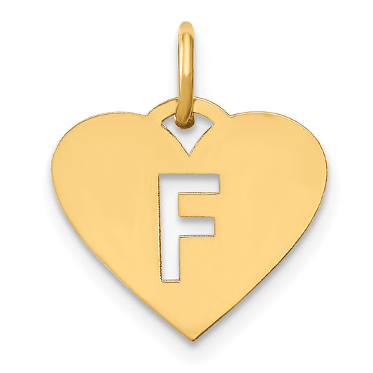 14K Yellow Gold 14Ky Initial Letter F Charm