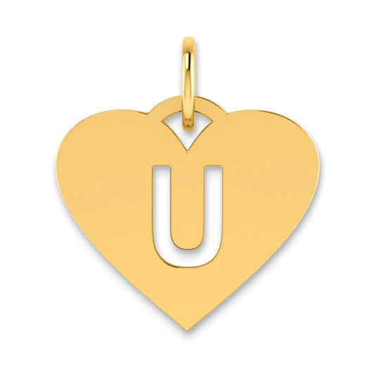 14K Yellow Gold 14Ky Initial Letter U Charm