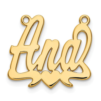 14K Yellow Gold Polished Heart Name Plate