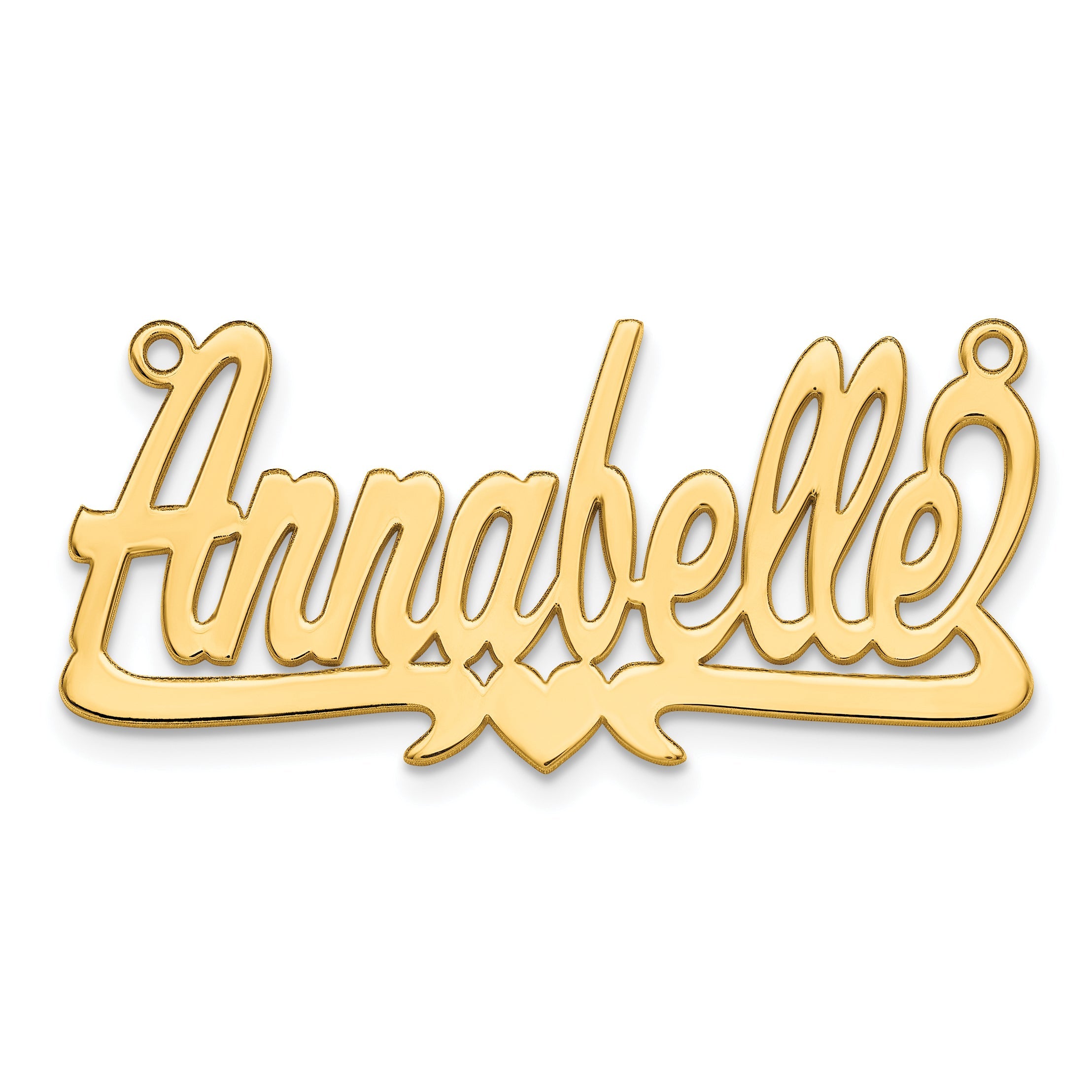 Gold Plated Sterling Silver/Gold Polished Heart Name Plate