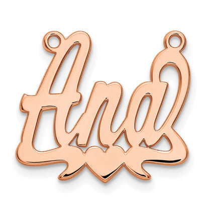 Rose Plated Sterling Silver/Rose Polished Heart Name Plate