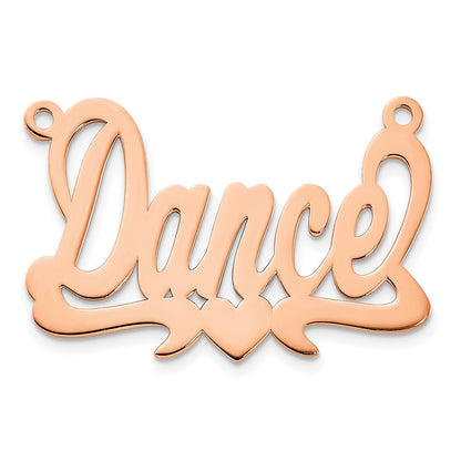 Rose Plated Sterling Silver/Rose Polished Heart Name Plate