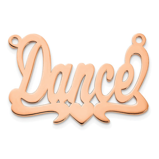 Rose Plated Sterling Silver/Rose Polished Heart Name Plate