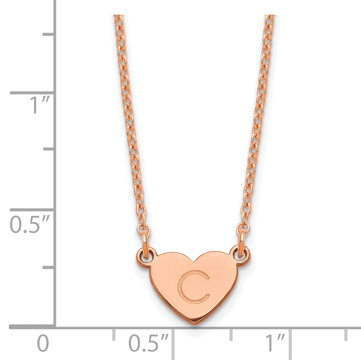 Rose Plated Sterling Silver/Rose Initial Heart Necklace