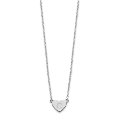 Sterling Silver Silver/Rhodium Plated Initial Heart Necklace