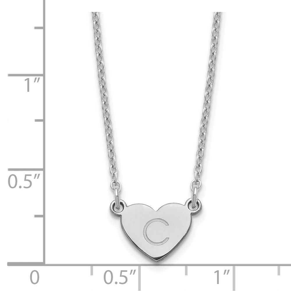 Sterling Silver Silver/Rhodium Plated Initial Heart Necklace