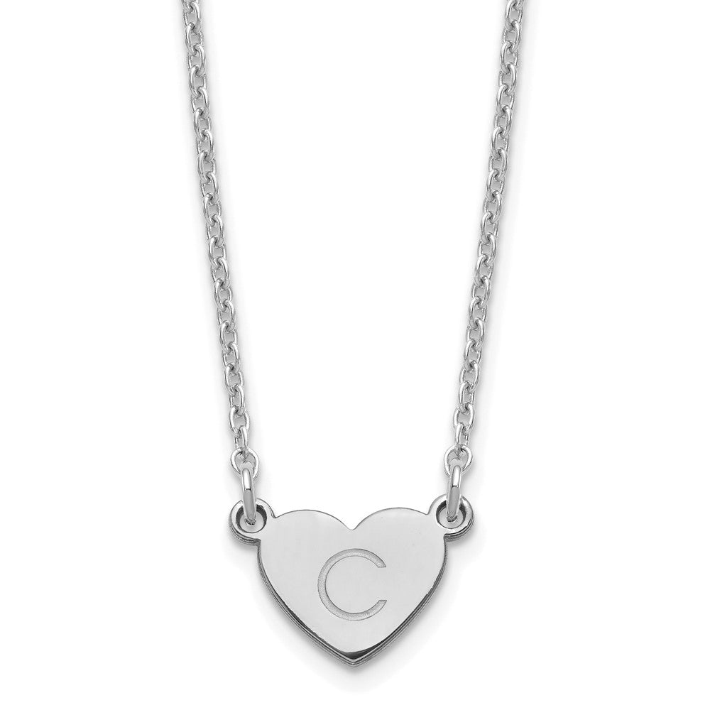 Sterling Silver Silver/Rhodium Plated Initial Heart Necklace