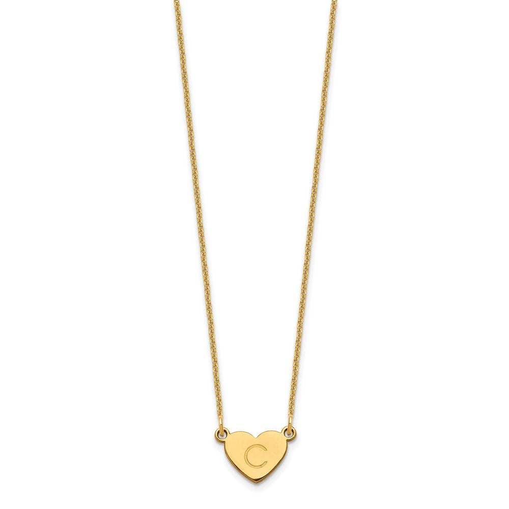 14K Yellow Gold Initial Heart Necklace
