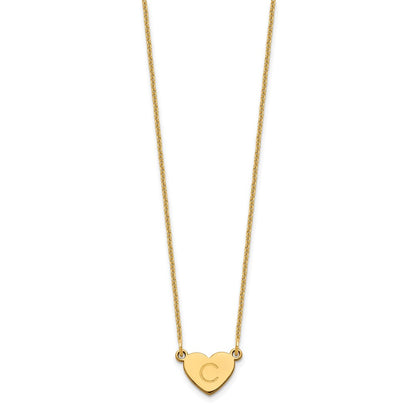 14K Yellow Gold Initial Heart Necklace