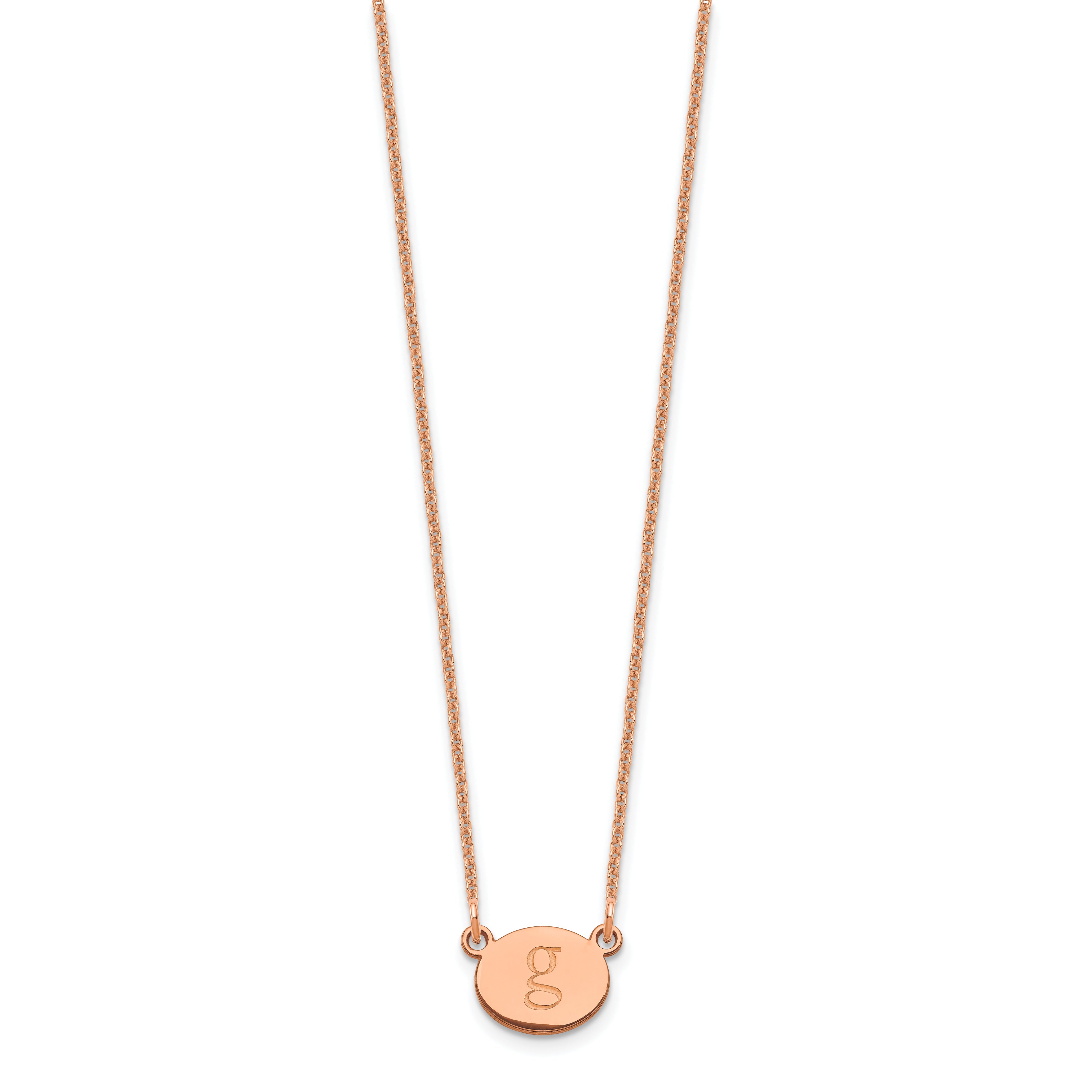 14K Rose Gold Oval Initial Necklace
