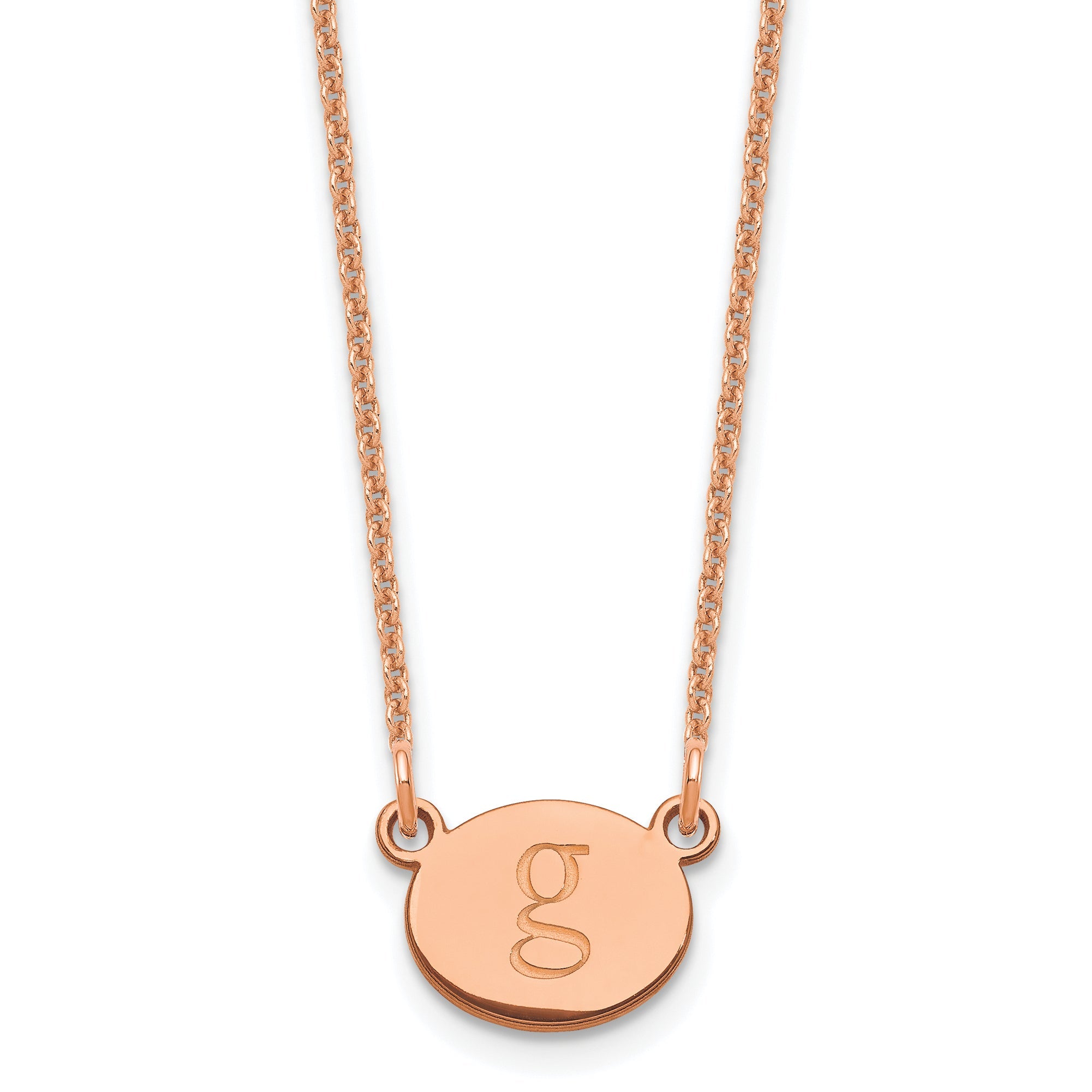 14K Rose Gold Oval Initial Necklace