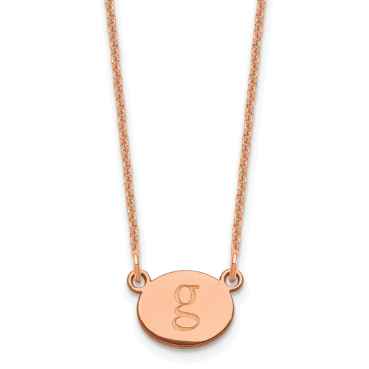 14K Rose Gold Oval Initial Necklace