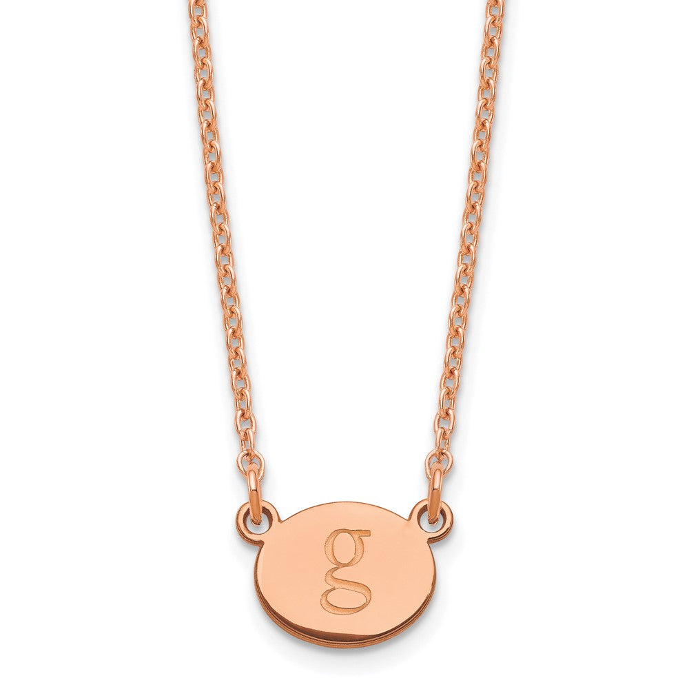 Rose Plated Sterling Silver/Rose Oval Initial Necklace