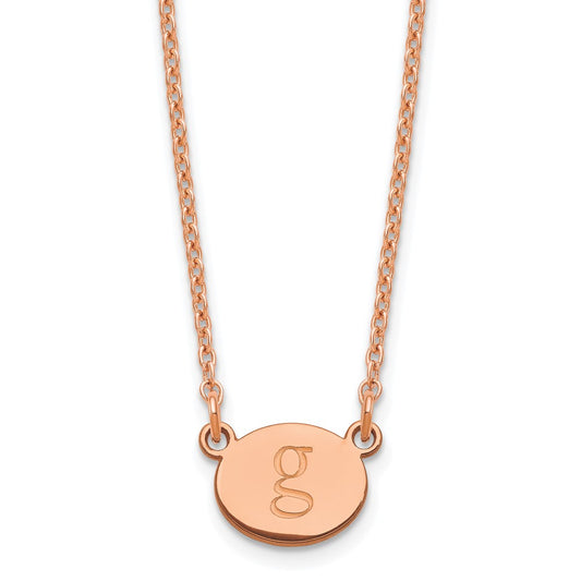 Rose Plated Sterling Silver/Rose Oval Initial Necklace