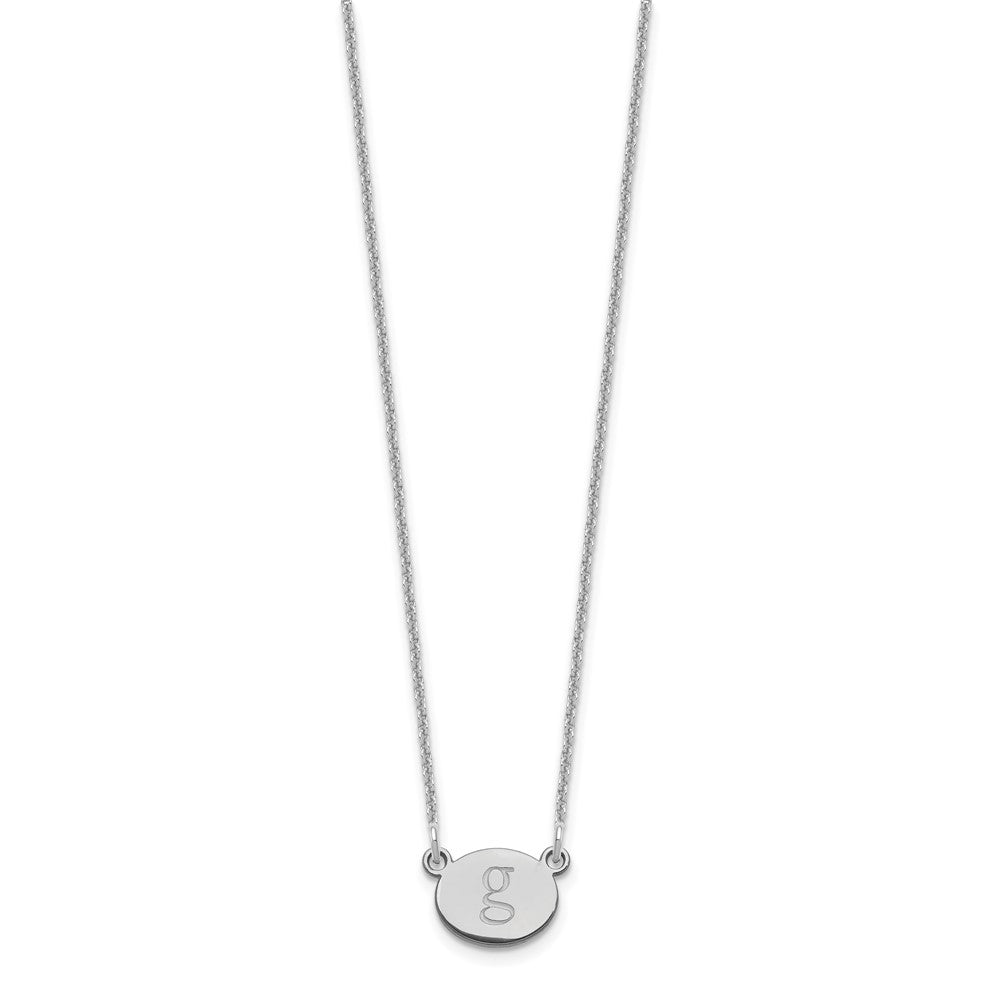 14K White Gold Oval Initial Necklace