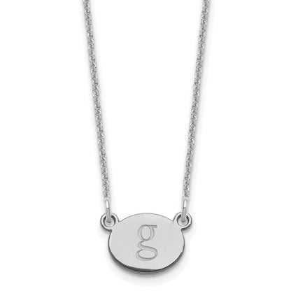 14K White Gold Oval Initial Necklace