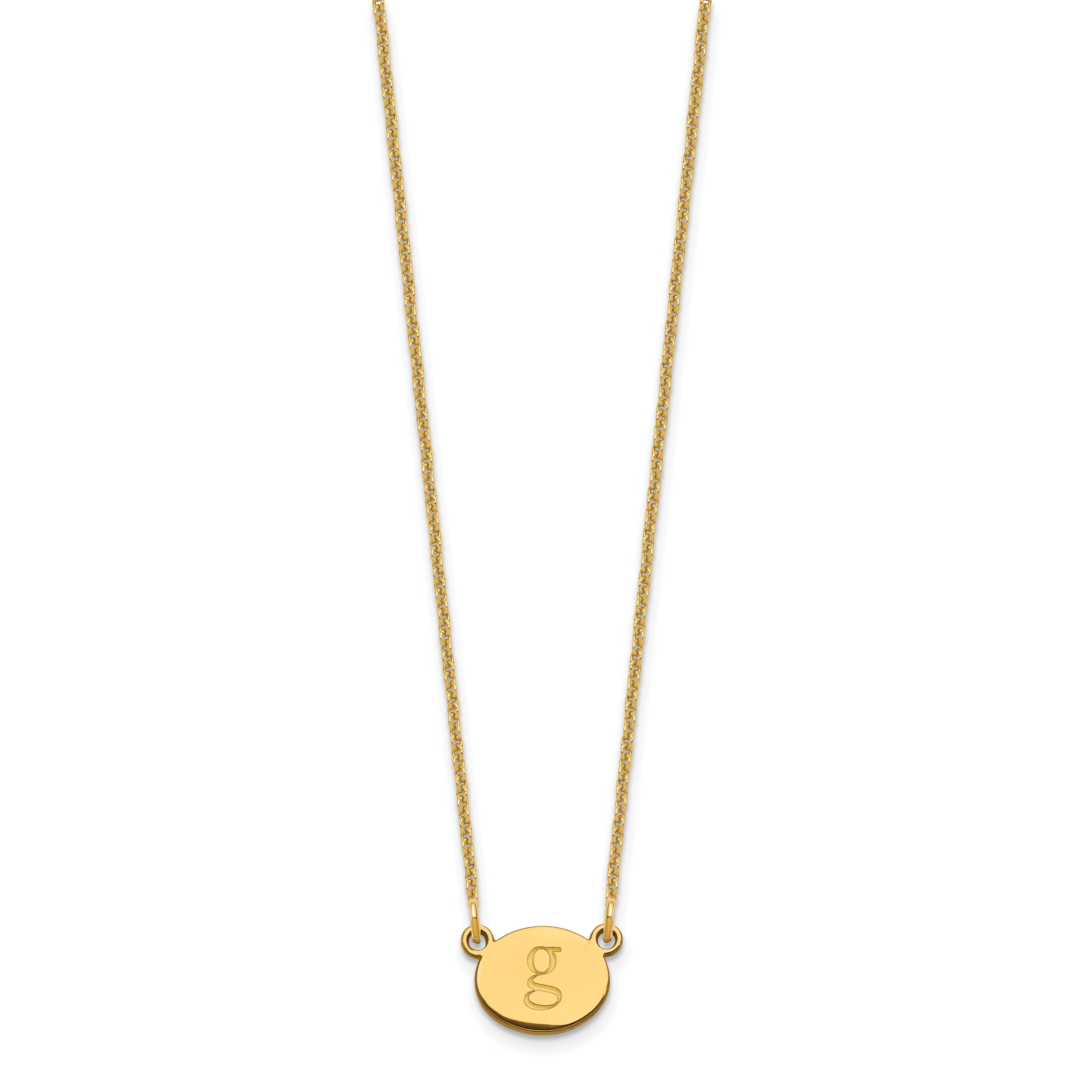 14K Yellow Gold Oval Initial Necklace