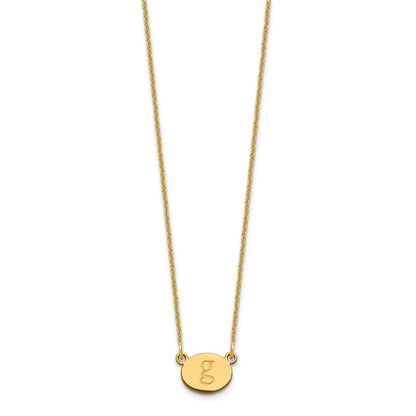 14K Yellow Gold Oval Initial Necklace