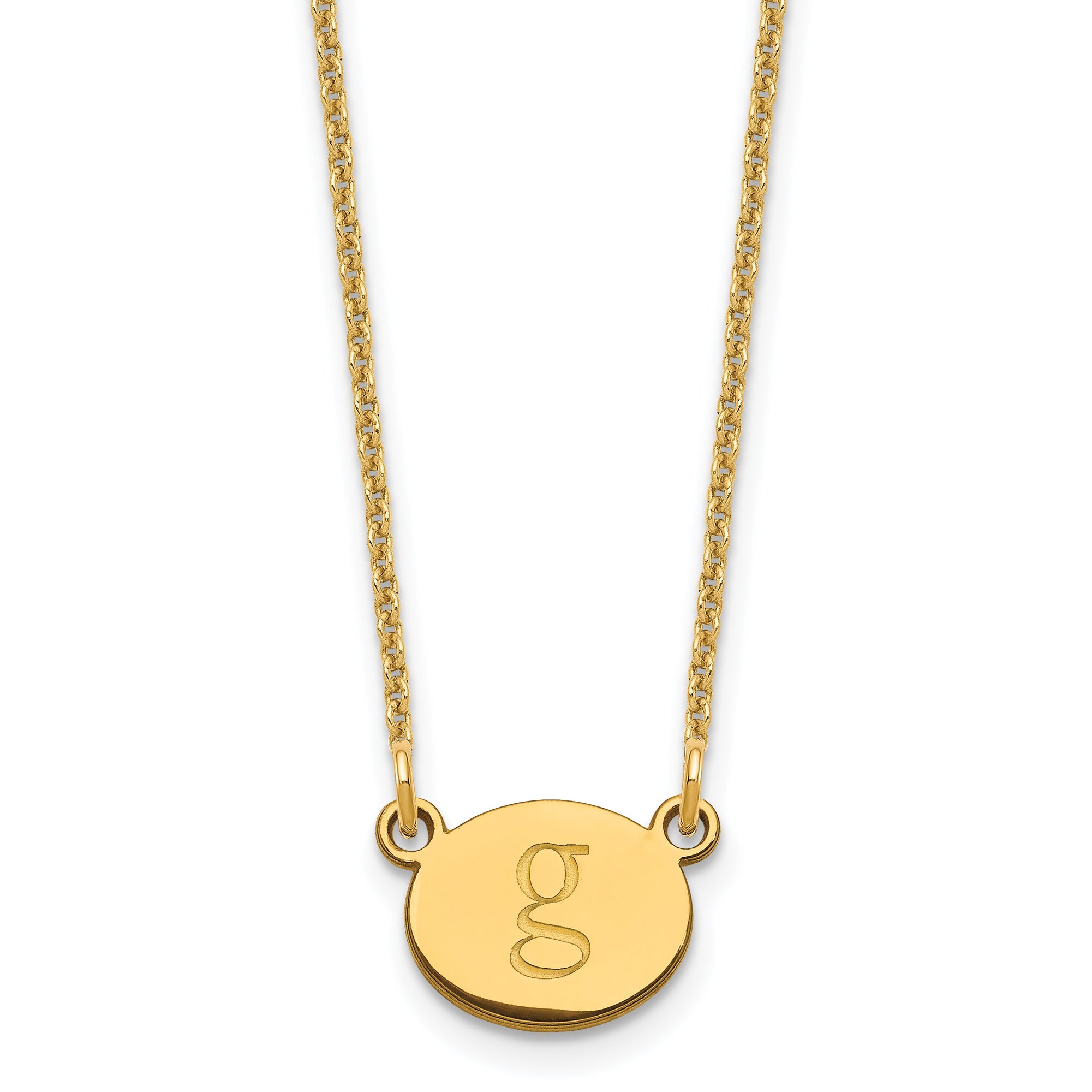 14K Yellow Gold Oval Initial Necklace