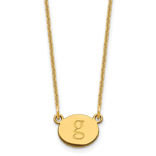 14K Yellow Gold Oval Initial Necklace