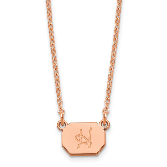 Rose Plated Sterling Silver/Rose Initial Necklace