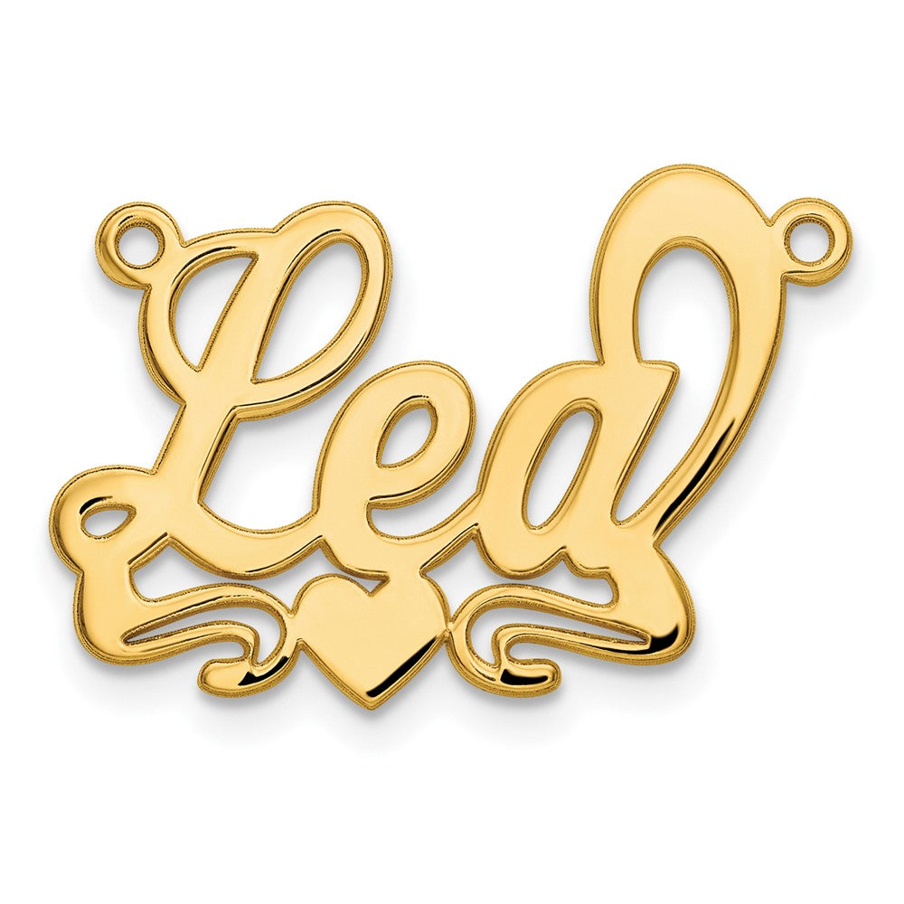 Gold Plated Sterling Silver/Gold Polished Heart Name Plate