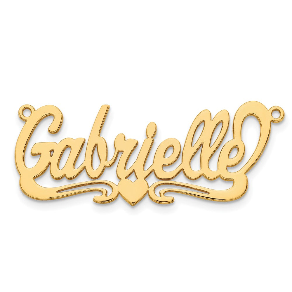 Gold Plated Sterling Silver/Gold Polished Heart Name Plate