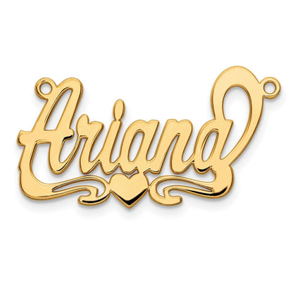 Gold Plated Sterling Silver/Gold Polished Heart Name Plate