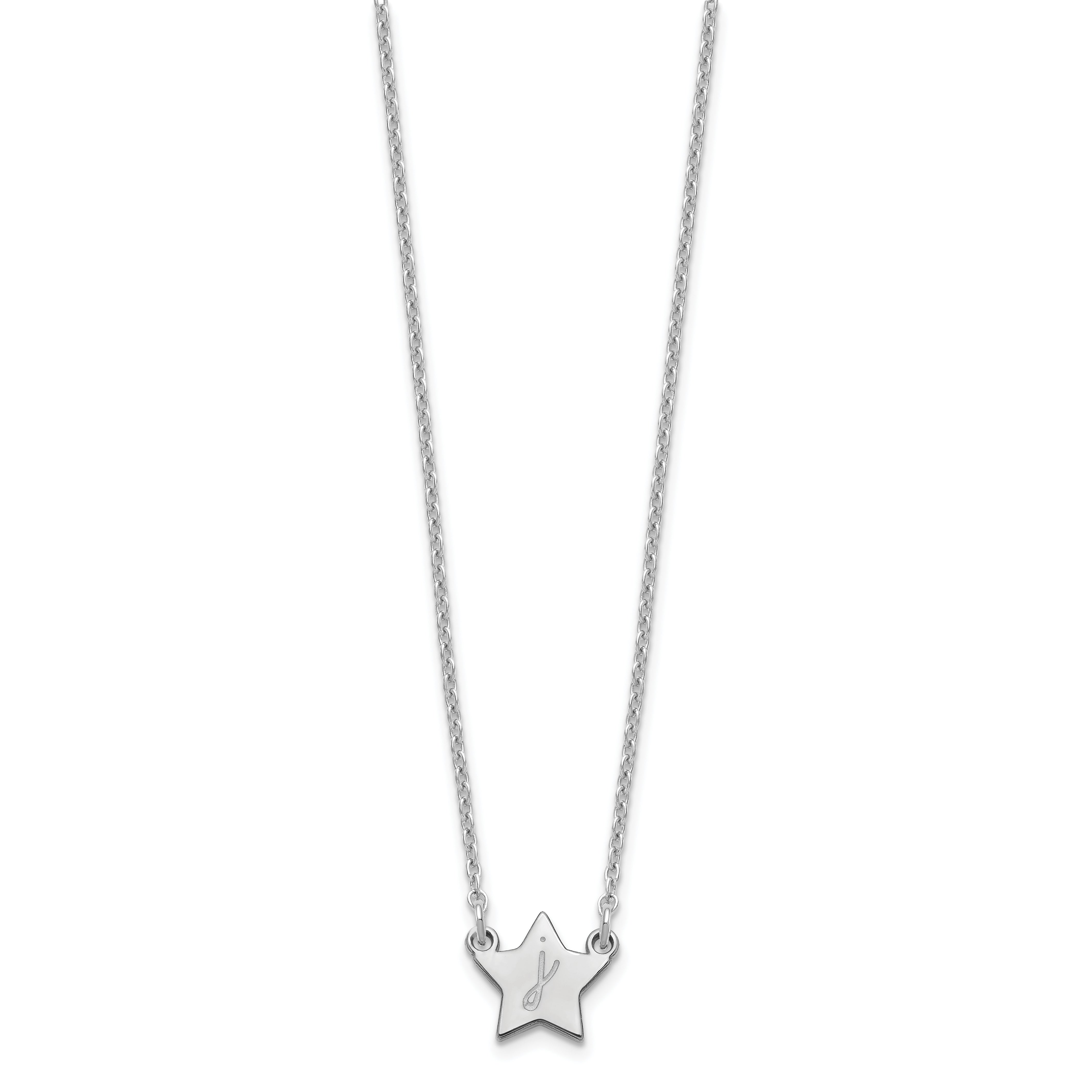 Sterling Silver Silver/Rhodium Plated Initial Star Necklace