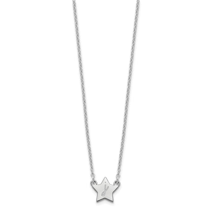 Sterling Silver Silver/Rhodium Plated Initial Star Necklace