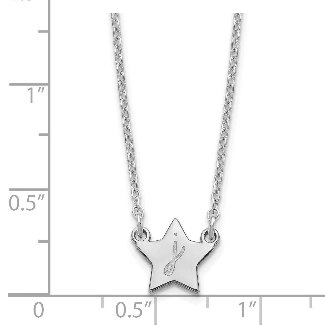 Sterling Silver Silver/Rhodium Plated Initial Star Necklace