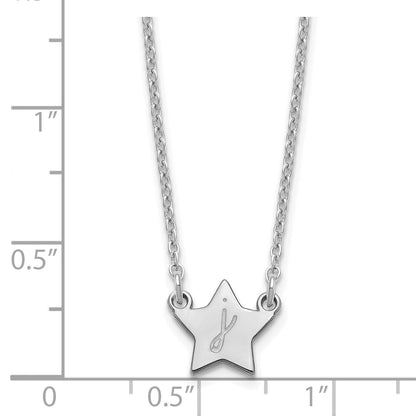 Sterling Silver Silver/Rhodium Plated Initial Star Necklace