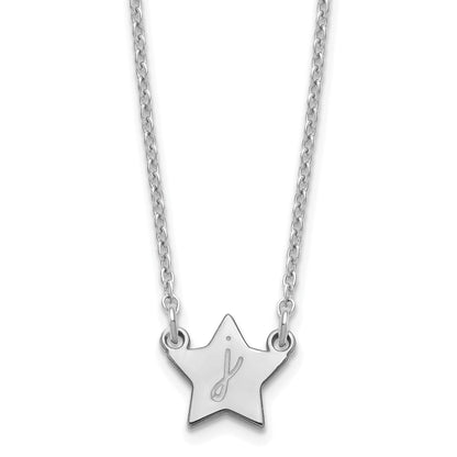 Sterling Silver Silver/Rhodium Plated Initial Star Necklace