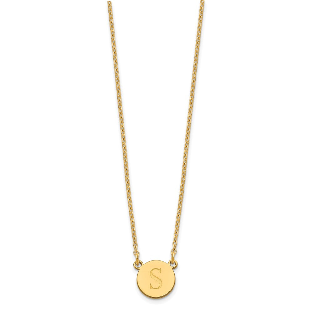 Gold Plated Sterling Silver/Gold Round Initial Necklace