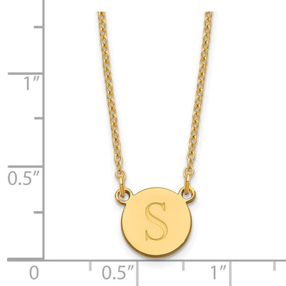 Gold Plated Sterling Silver/Gold Round Initial Necklace