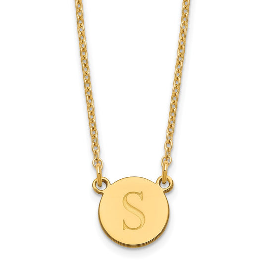 Gold Plated Sterling Silver/Gold Round Initial Necklace