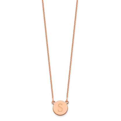 14K Rose Gold Round Initial Necklace