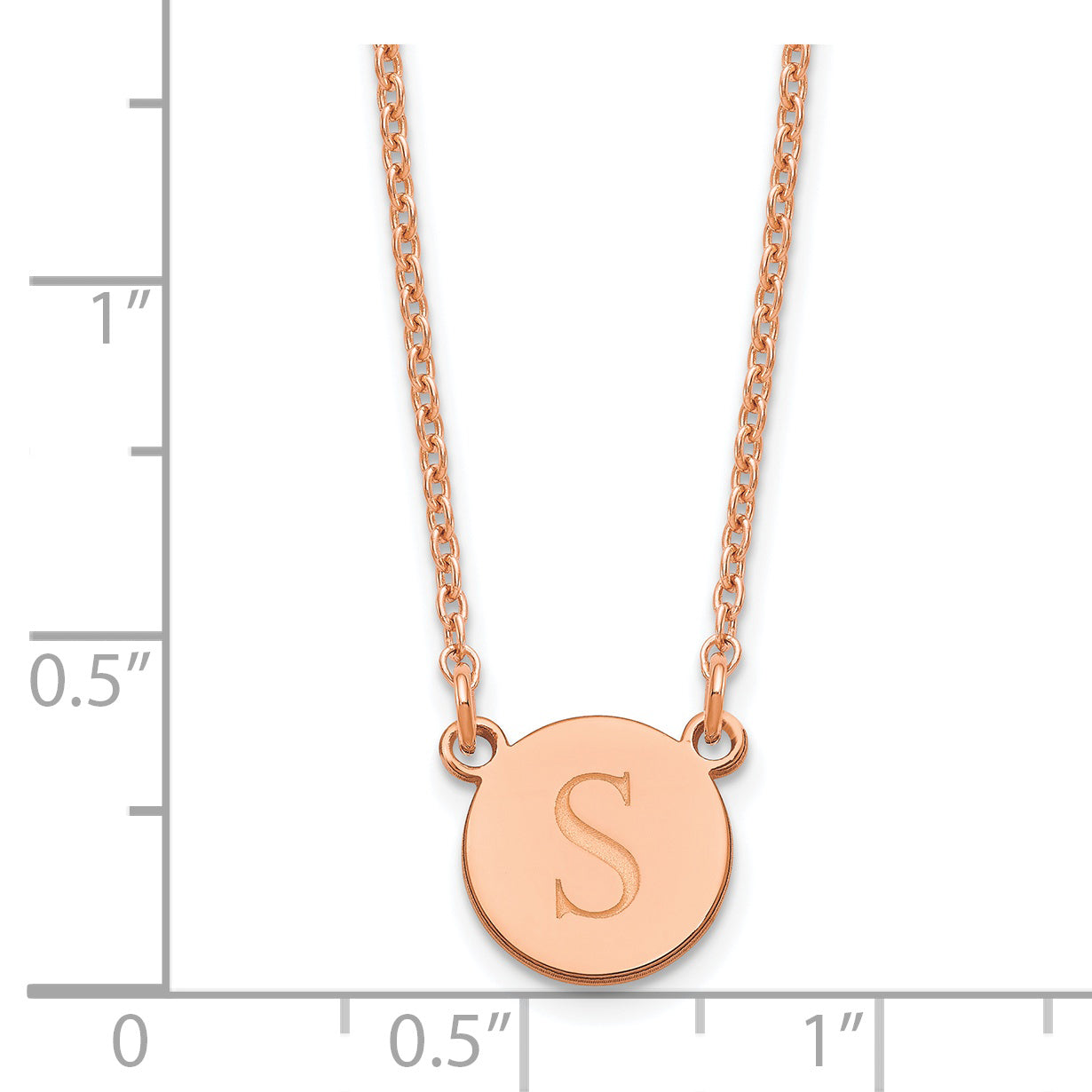 Rose Plated Sterling Silver/Rose Round Initial Necklace