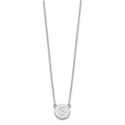 Sterling Silver Silver/Rhodium Plated Round Initial Necklace