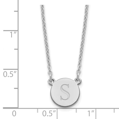 Sterling Silver Silver/Rhodium Plated Round Initial Necklace