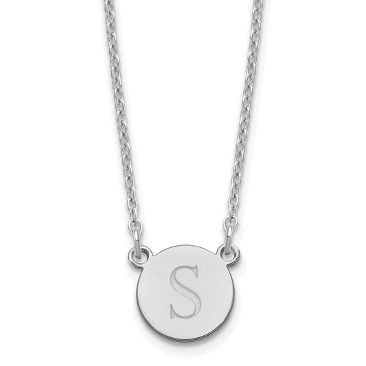 Sterling Silver Silver/Rhodium Plated Round Initial Necklace