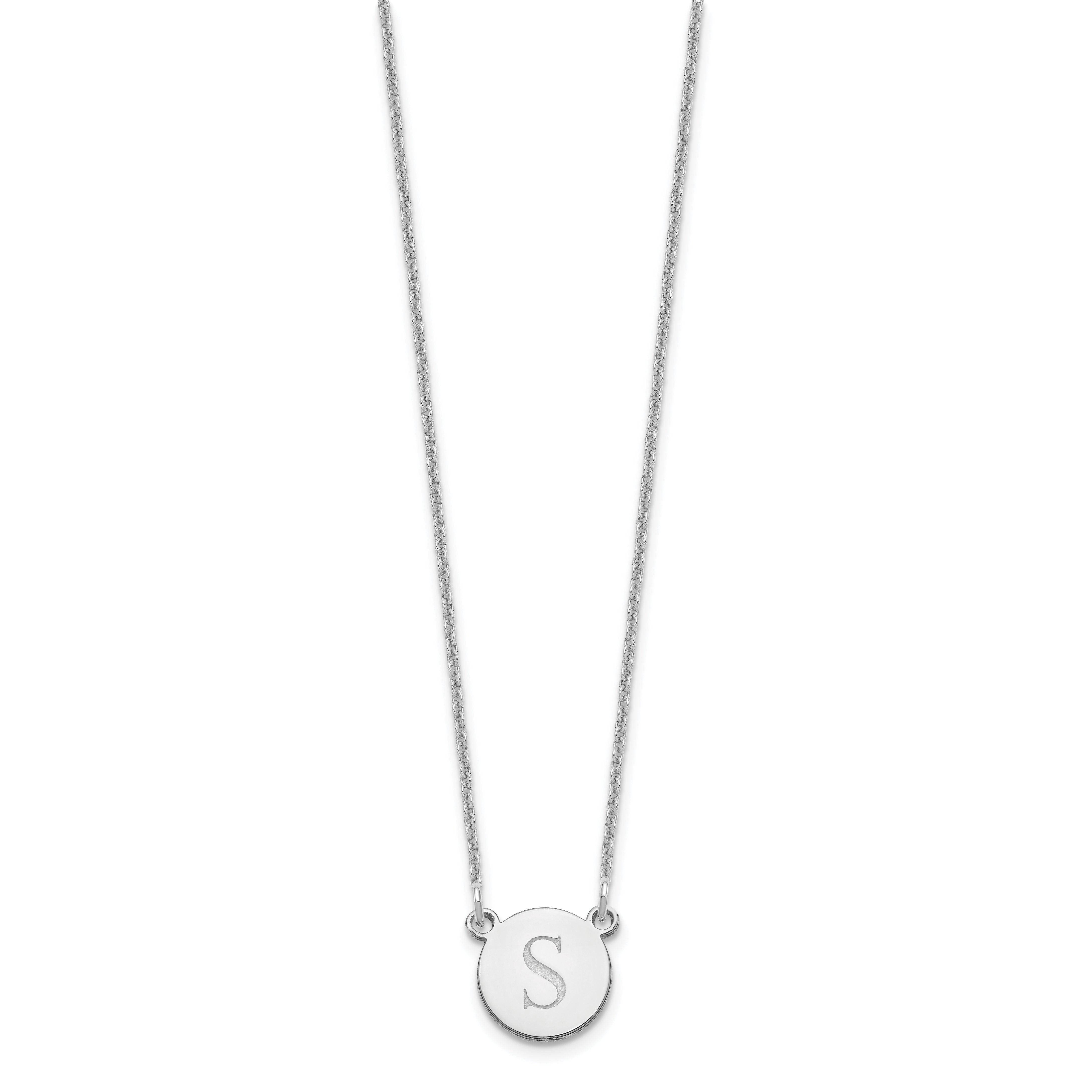14K White Gold Round Initial Necklace