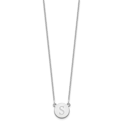 14K White Gold Round Initial Necklace