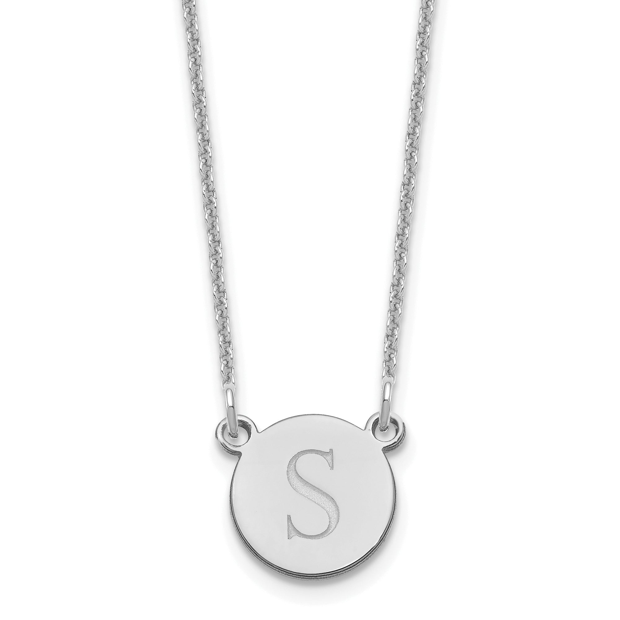 14K White Gold Round Initial Necklace