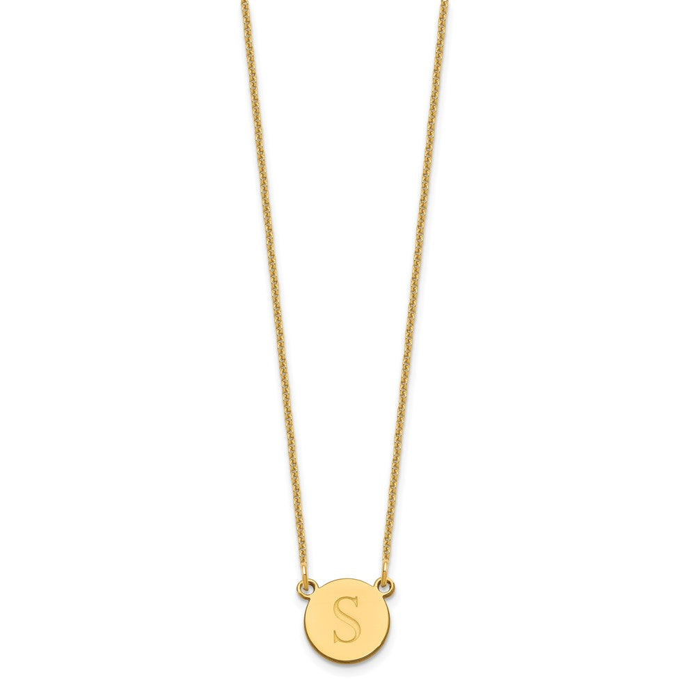 14K Yellow Gold Round Initial Necklace