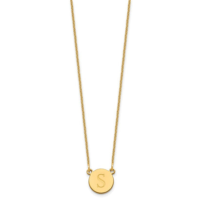 14K Yellow Gold Round Initial Necklace