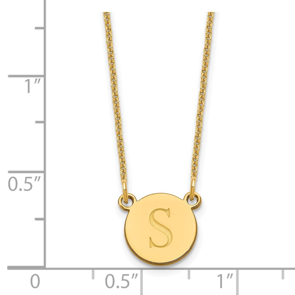 14K Yellow Gold Round Initial Necklace