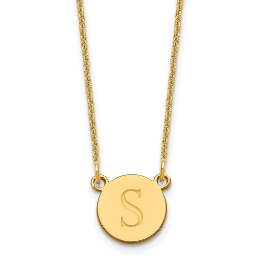 14K Yellow Gold Round Initial Necklace