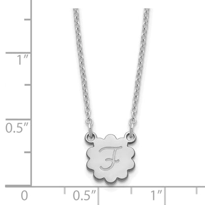 Sterling Silver Silver/Rhodium Plated Initial Flower Necklace
